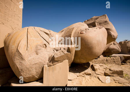 Egypt, Luxor, Ramesseum, Mortuary Temple, fallen Colossus of Ramses II, mentioned in Shelley’s poem Ozymandias Stock Photo