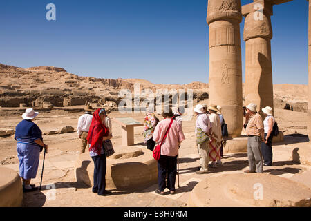 Egypt, Luxor, senior tourists in Ramesseum, Mortuary Temple of Ramses II Stock Photo