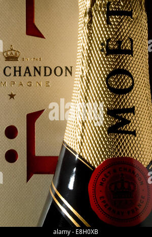 Moet and Chandon Champagne bottle and box Stock Photo