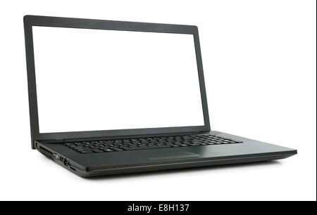 Laptop with blank white screen. Isolated on white background Stock Photo
