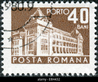 ROMANIA - CIRCA 1967: Postage stamp (stamp dues) printed in Romania shows the General Post Office, circa 1967 Stock Photo