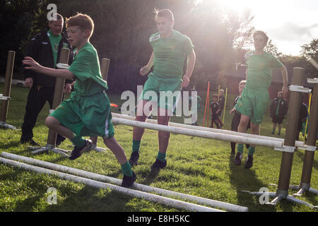 Training session at the Jimmy Johnstone Academy, in Cathkin Park, Mount Florida area, Glasgow, Scotland Stock Photo