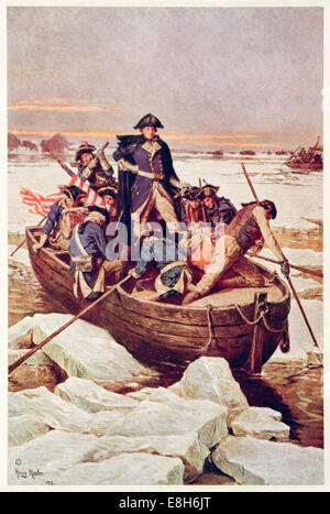 General George Washington Crossing the Delaware River 25 December 1776. See description for more information. Stock Photo