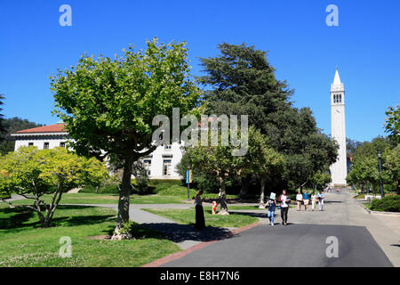 Uni Campus with Sather Tower, University  of California, Berkeley, San Francisco, California, USA Stock Photo