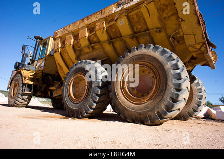 Big Yellow Truck in Portuguese Stone Quarry Stock Photo