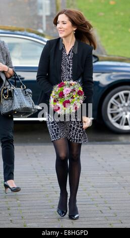 Odense, Denmark. 8th Oct, 2014. Crown Princess Mary of Denmark visits the Tietgen Handelsgymnasium for the project 'Netwerk' in Odense, Denmark, 8 October 2014. Credit:  dpa picture alliance/Alamy Live News Stock Photo