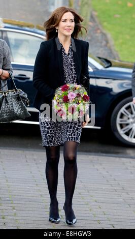 Odense, Denmark. 8th Oct, 2014. Crown Princess Mary of Denmark visits the Tietgen Handelsgymnasium for the project 'Netwerk' in Odense, Denmark, 8 October 2014. Credit:  dpa picture alliance/Alamy Live News Stock Photo