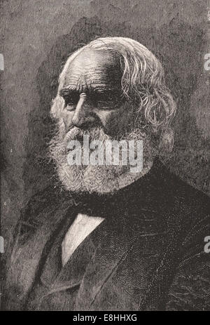 Portrait of Henry Wadsworth Longfellow  - Engraving - XIX th Century Stock Photo