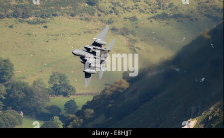 F 15E Strike Eagle low level training in Wales Stock Photo