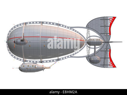 3D digital render of a zeppelin isolated on white background Stock Photo