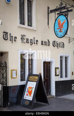 The Eagle and Child Pub where CS Lewis, JRR Tolkein and others known as the Inklings would meet, Oxford, Oxfordshire, England Stock Photo