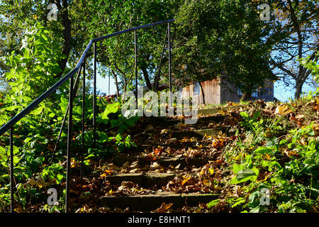 Stone staircase leading to a house Stock Photo