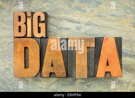 big data - text in vintage letterpress wood type on a green slate rock background Stock Photo