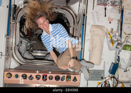 The Unity connecting node serves as a passageway to many other parts of the International Space Station. Crews often eat, lounge Stock Photo