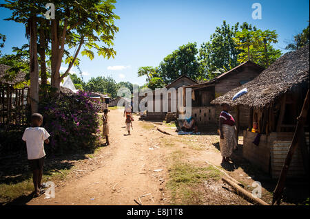 Life in rural poor village, Madagascar, Africa Stock Photo