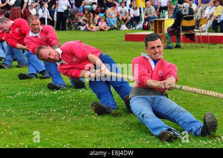 Tug-of-War, one of the disciplines at the Highland Games, Dufftown, Moray, Highlands, Scotland, United Kingdom Stock Photo