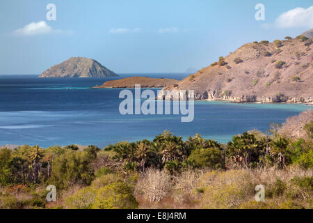 Coastline with offshore islands, Komodo National Park, Unesco World Heritage Site, Komodo Island, Lesser Sunda Islands Stock Photo