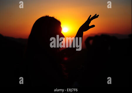 Woman silhouette in the sun Stock Photo - Alamy