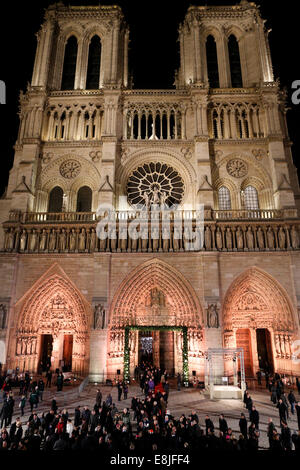 Opening ceremony of Notre-Dame de Paris cathedral 850 years anniversary. Speech of Manuel Valls, Minister of Interior, Minister Stock Photo