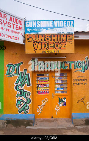 RWANDA, KIGALI: Shop fronts are often very colorful Stock Photo