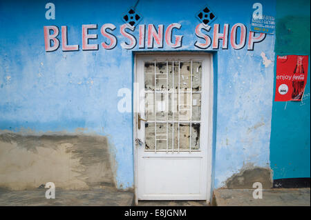 RWANDA, KIGALI: Shop fronts are often very colorful Stock Photo