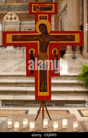 Taize Community. Jesus on the cross. Stock Photo