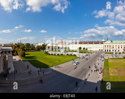 Panorama view at the public Volksgarten park (English: People's Garden) and the Heldenplatz in Vienna Stock Photo