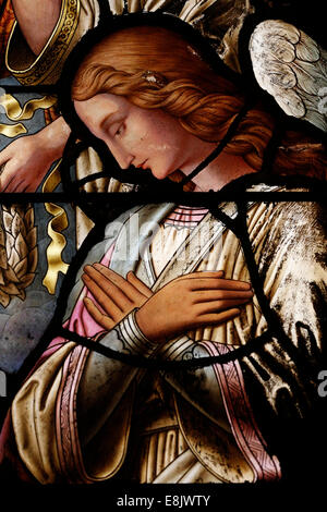 St Barth's church. Stained glass window. Angel. Stock Photo