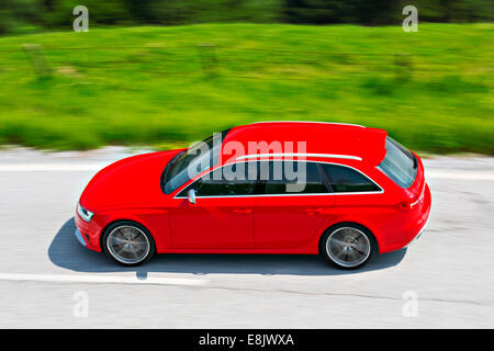 Audi RS4 2012 red driving Stock Photo