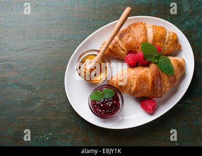 Breakfast with croissants Stock Photo