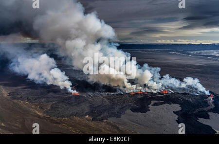 Volcano Eruption at the Holuhraun Fissure near the Bardarbunga Volcano, Iceland. Stock Photo
