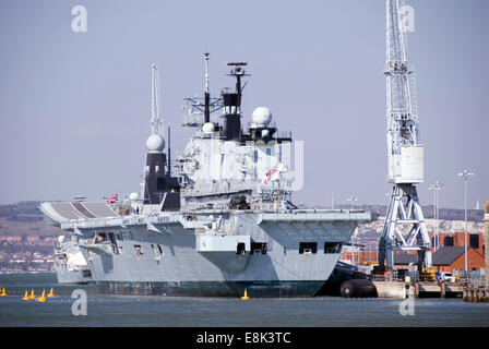 Portsmouth Harbour, UK 02 April 2013: HMS Illustrious R06 viewed from the water Stock Photo