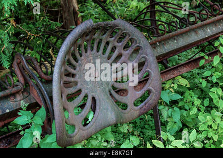 A cast iron tractor seat. Stock Photo