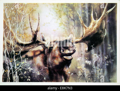 Reproduction of antique postcard shows Elk, circa 1989, USSR. 2nd Dec, 2009. © Igor Golovniov/ZUMA Wire/ZUMAPRESS.com/Alamy Live News Stock Photo
