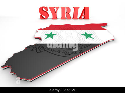 Map illustration of Syria with map and coat of arms Stock Photo