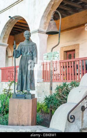 USA, California, Santa Barbara, Mission Santa Barbara, Statue of Father Serra (Large format sizes available) Stock Photo