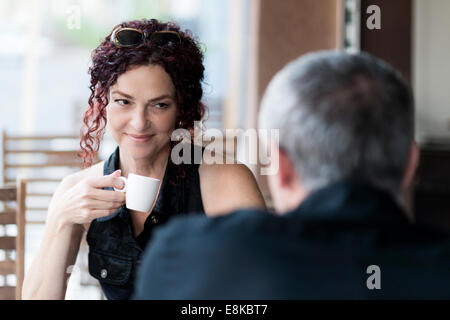 Mildlife dating-older ouple in a coffee shop Stock Photo