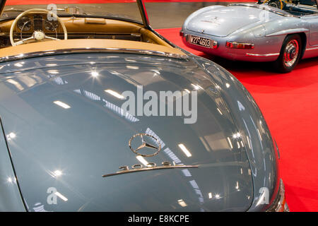Two Mercedes 300SL on display during a car show. Stock Photo