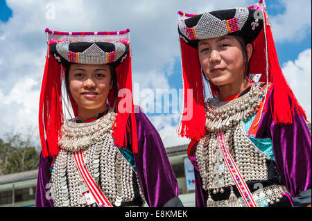 Traditionally dressed young women from the Lisu people, ethnic minority, hill tribe, portrait, Mae Hong Son Province Stock Photo