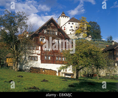 Werdenberg with Schloss Werdenberg Castle, Canton of St. Gallen, Switzerland Stock Photo