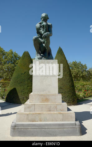 Statue The Thinker by Rodin, garden of the Musée Rodin, Paris, Ile-de-France, France Stock Photo