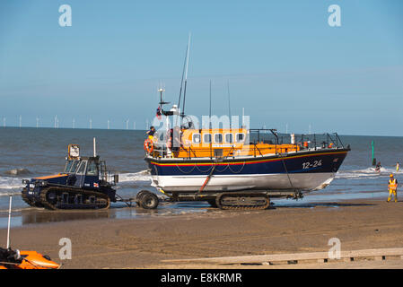 Rhyl Air Fun show 2014  Lifeboat day RNLI Cunningham 12-24 tractor beach sand windfarm North Wales Uk Stock Photo