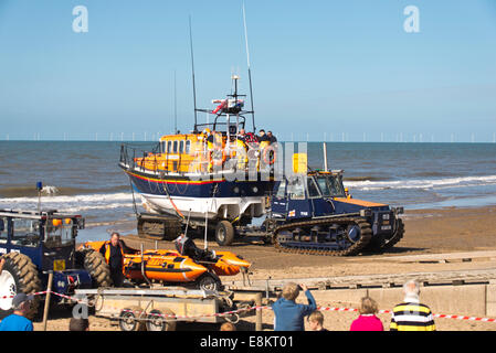 Rhyl Air Fun show 2014  Lifeboat day RNLI Cunningham 12-24 tractor beach sand windfarm North Wales Uk Stock Photo