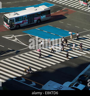 Road crossing in Fukuoka, Japan. Stock Photo