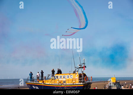 Rhyl Air Fun show 2014  Lifeboat day RNLI Cunningham 12-24 tractor beach sand windfarm North Wales Uk Stock Photo