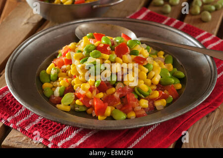 Succotash. Corn and lima bean stew. USA Food Stock Photo