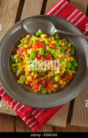 Succotash. Corn and lima bean stew. USA Food Stock Photo