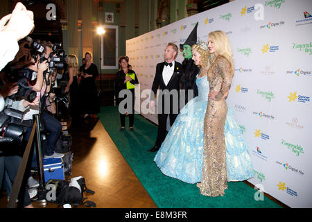 Sydney, Australia. 10th October, 2014.  Pictured are L-R: Ronan Keating, Jemma Rix, Lucy Durack and Storm Uechtritz. Pop superstar Ronan Keating hosted the Emeralds & Ivy Ball to raise money for Cancer Council Australia. Credit:  Richard Milnes/Alamy Live News Stock Photo