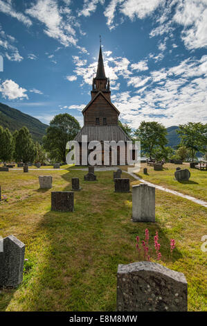 The Kaupanger Stave Church, one of the largest in Norway, located on the Sognefjorden, Norway. Stock Photo