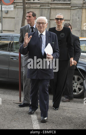 Fashion designer Pierre Cardin on his 'The Stage Production Of Pierre Cardin' conference held at the French Institute of Madrid  Featuring: Pierre Cardin Where: Madrid, Spain When: 07 Apr 2014 Stock Photo